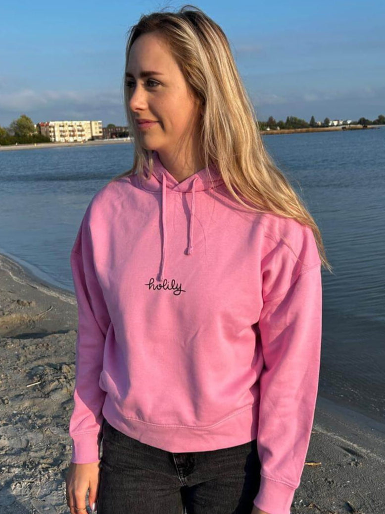 Praise God Cropped Hoodie Pink