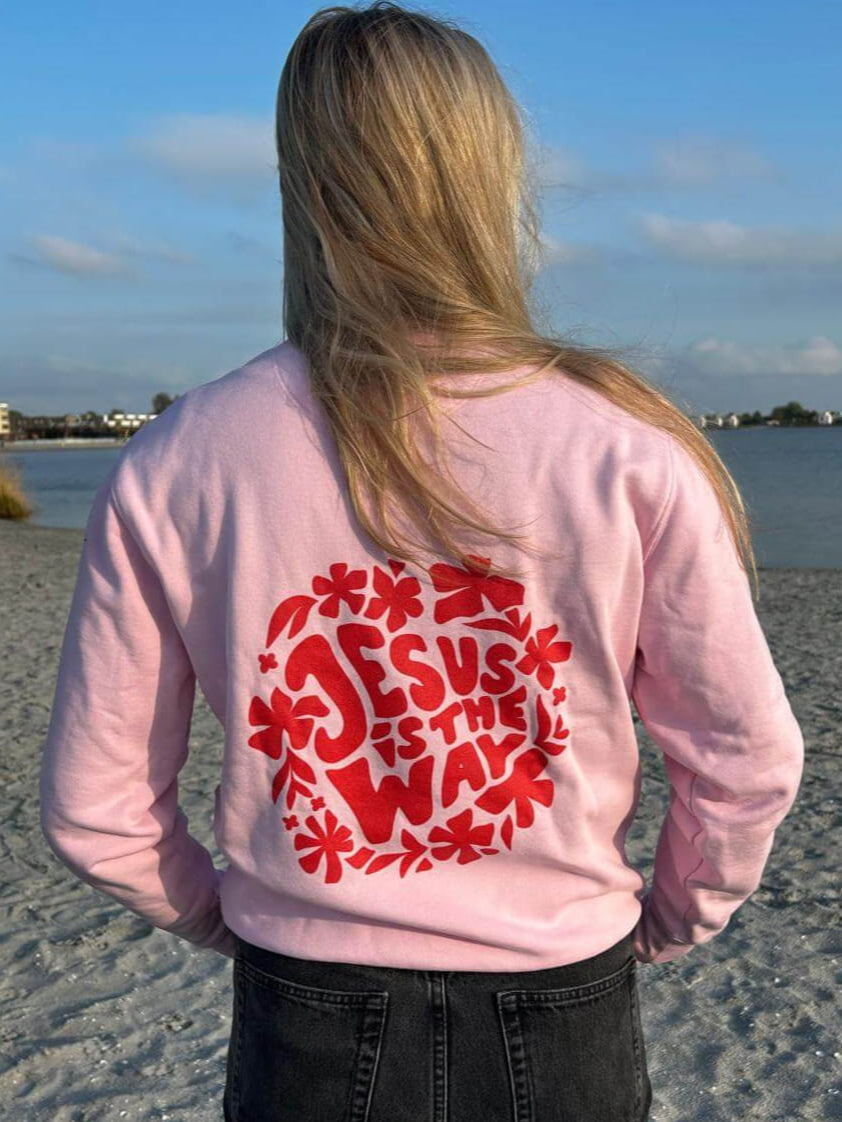 Jesus Is The Way Sweater Pink