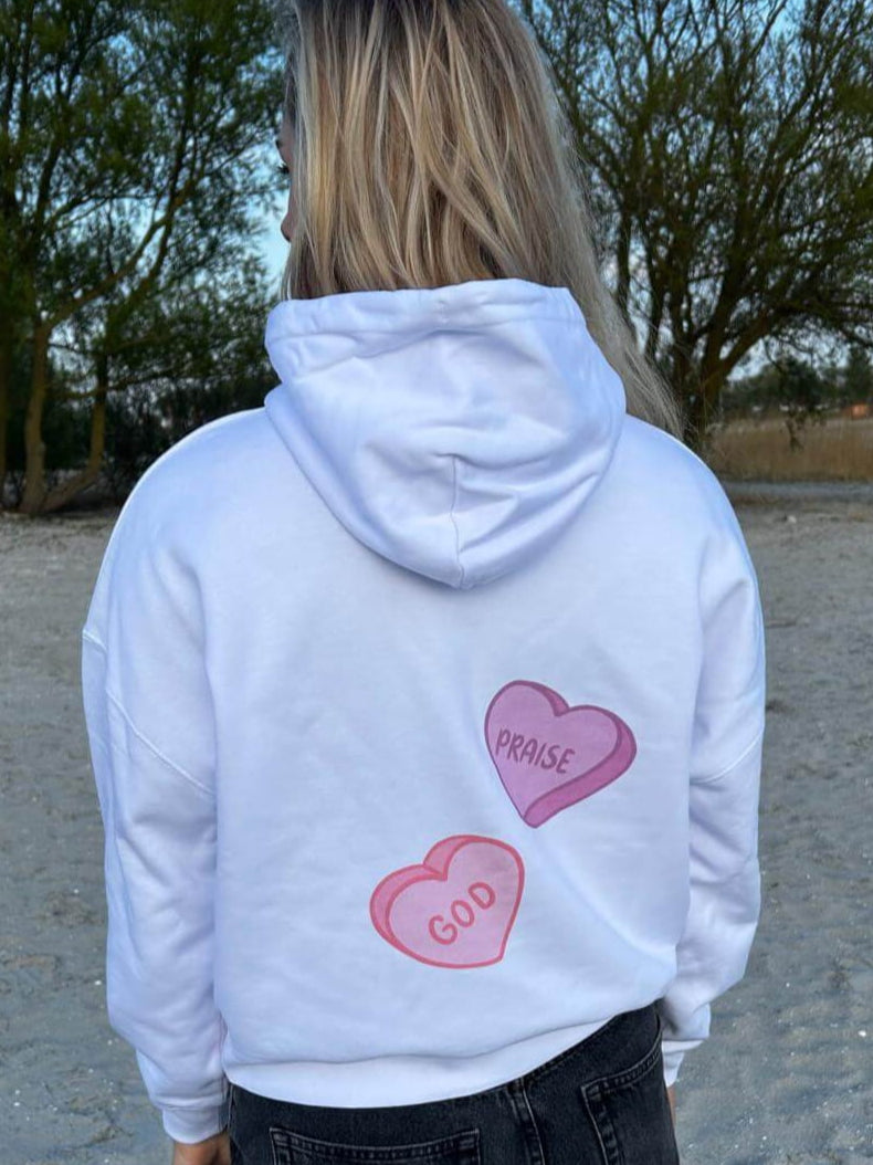 Praise God Cropped Hoodie White