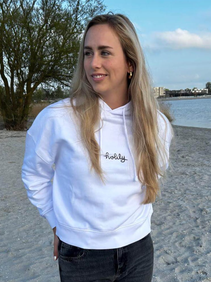 Praise God Cropped Hoodie White