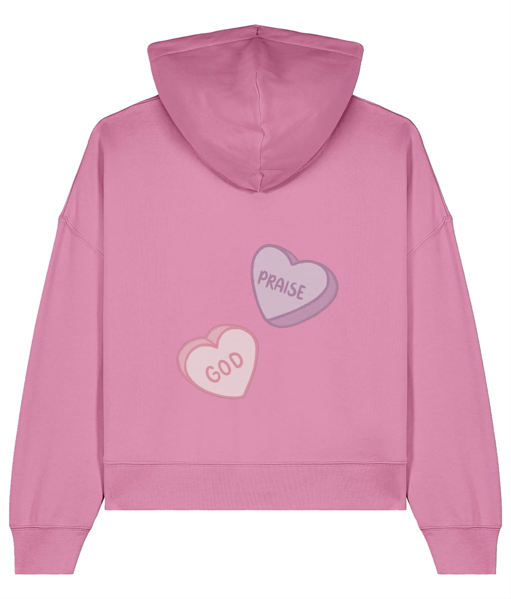 Praise God Cropped Hoodie Pink