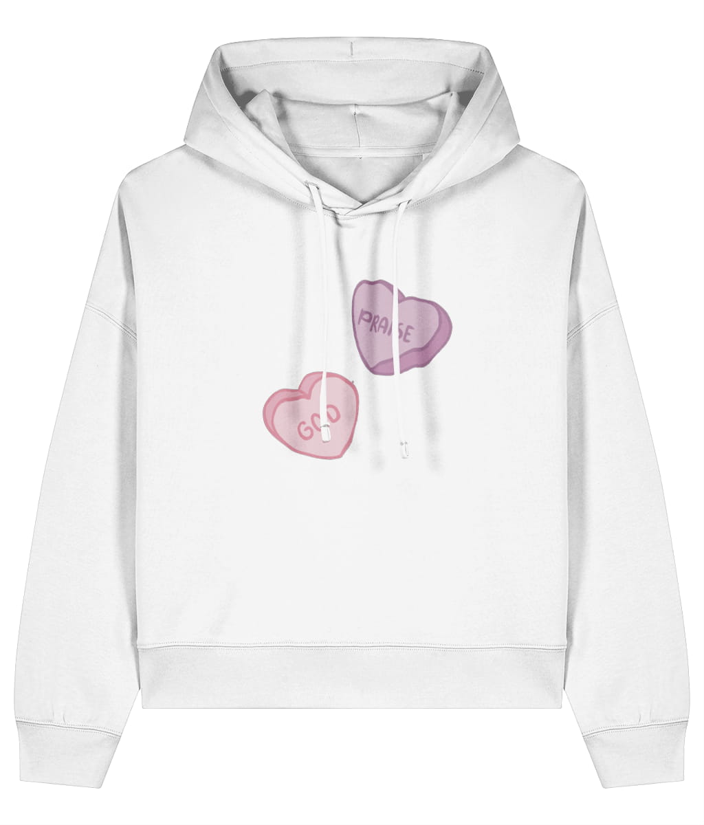 Praise God Cropped Hoodie White